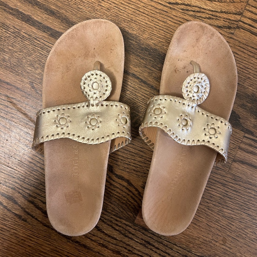 Jack Rogers gold sandals nearly new 9.5